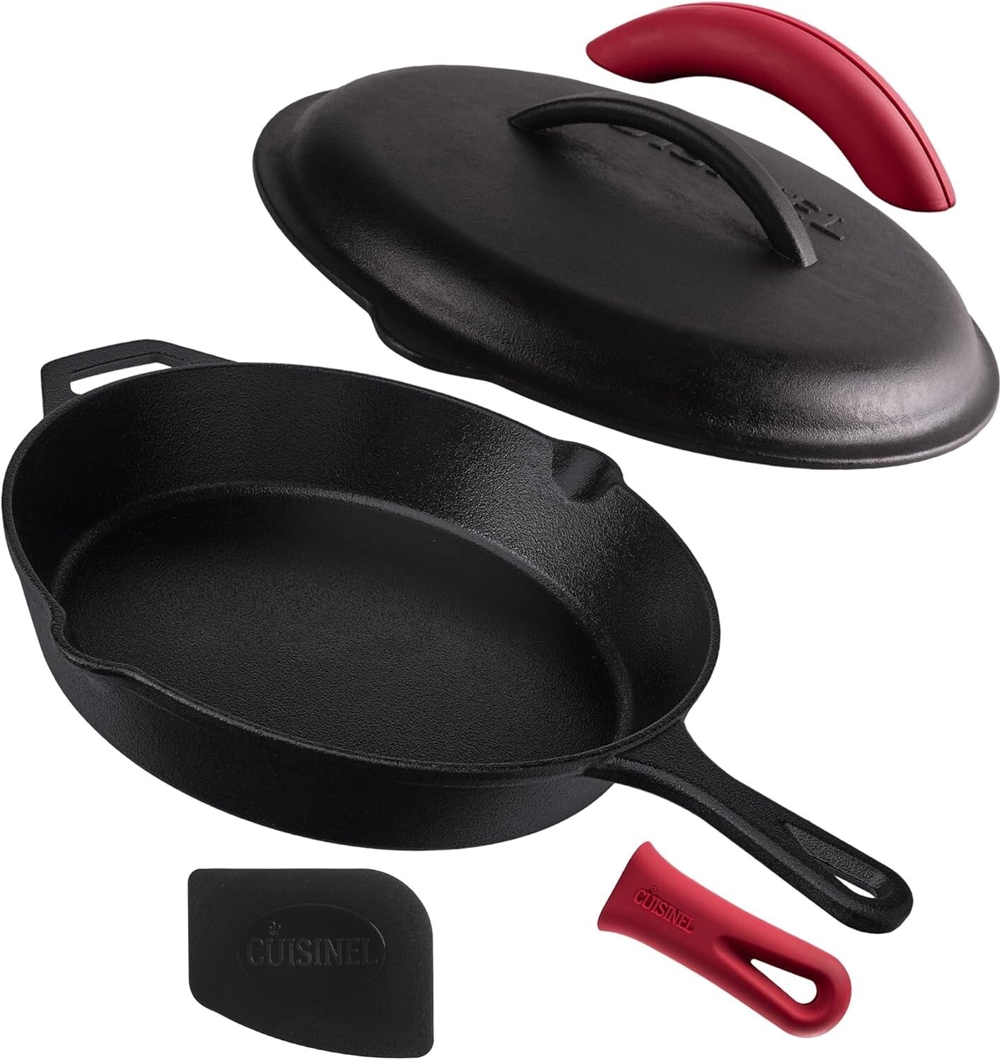 12-Inch Pre-Seasoned Cast Iron Skillet with Lid - Versatile Cooking Companion