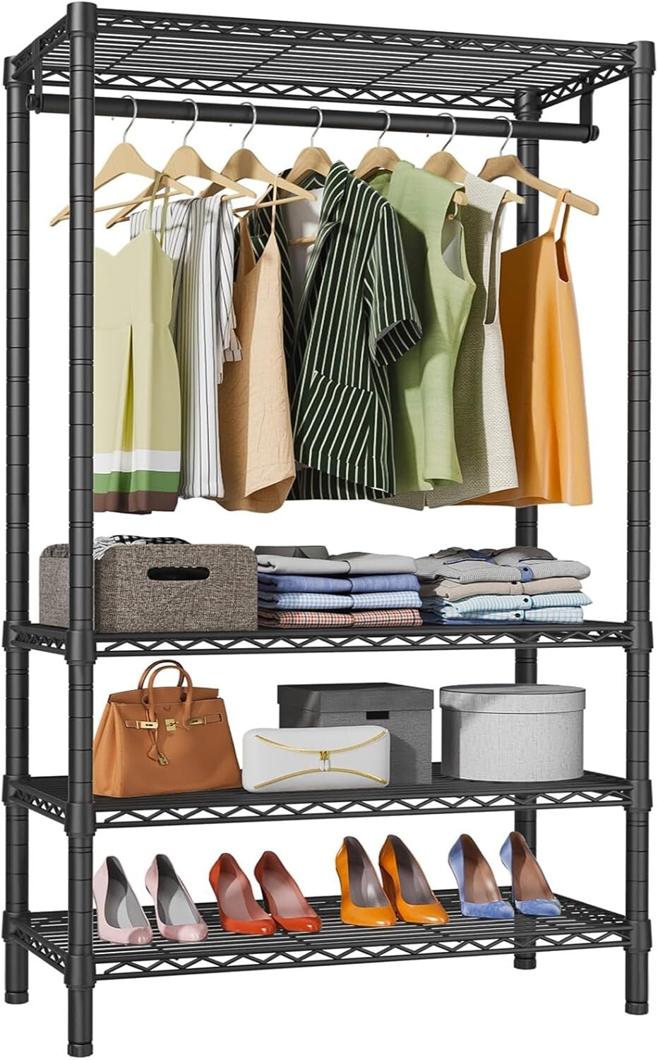 Freestanding 4-Tier Clothes Rack - Portable, Durable, 500 lbs Load Capacity