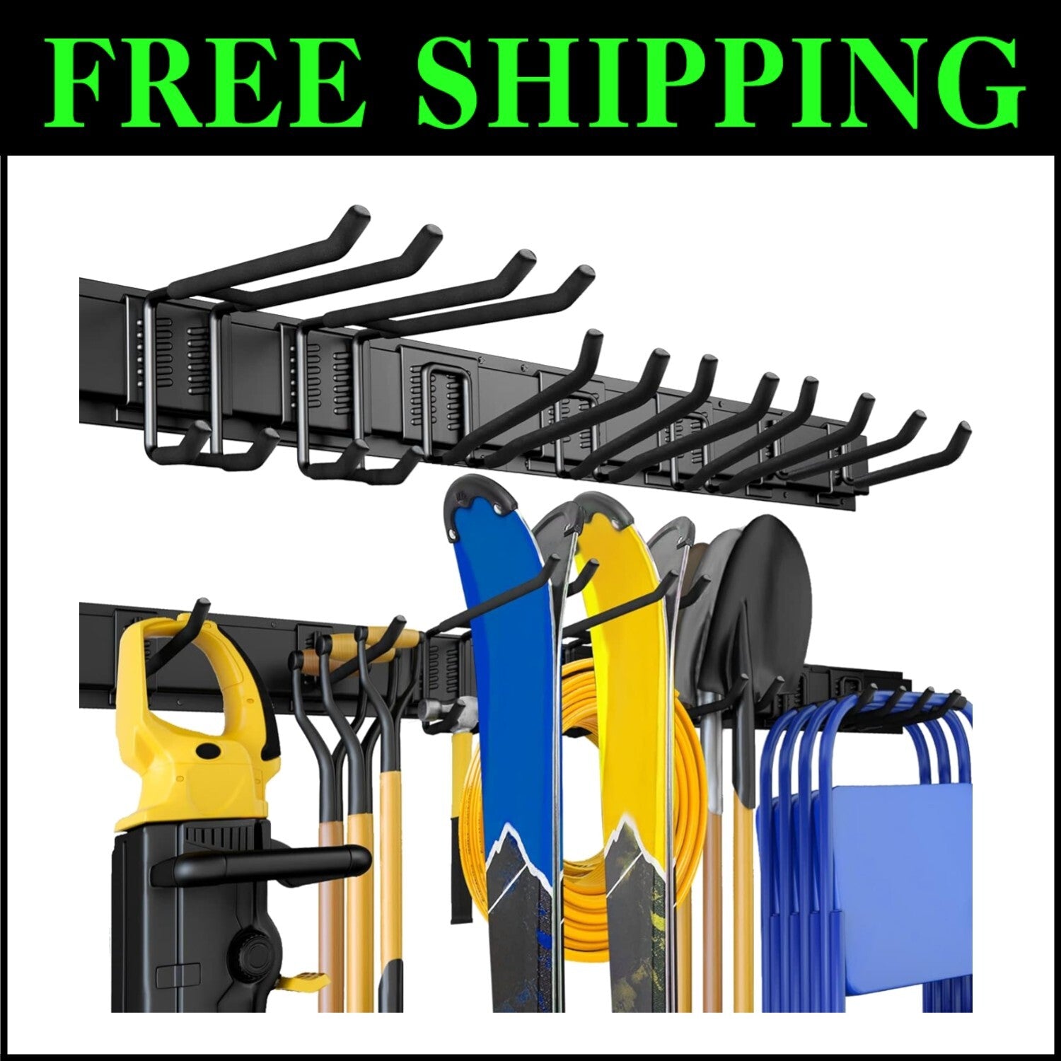 Effortless Tool Organization: 48-Inch Wall-Mounted Rack with Adjustable Hooks