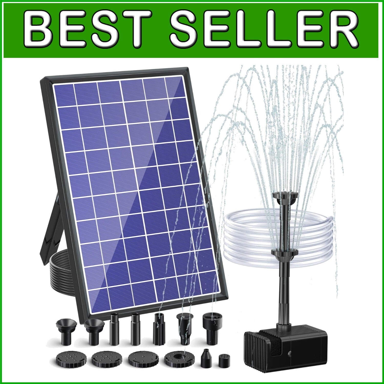DIY Solar Water Pump Kit for Bird Baths with Long Cable & Multiple Spray Options