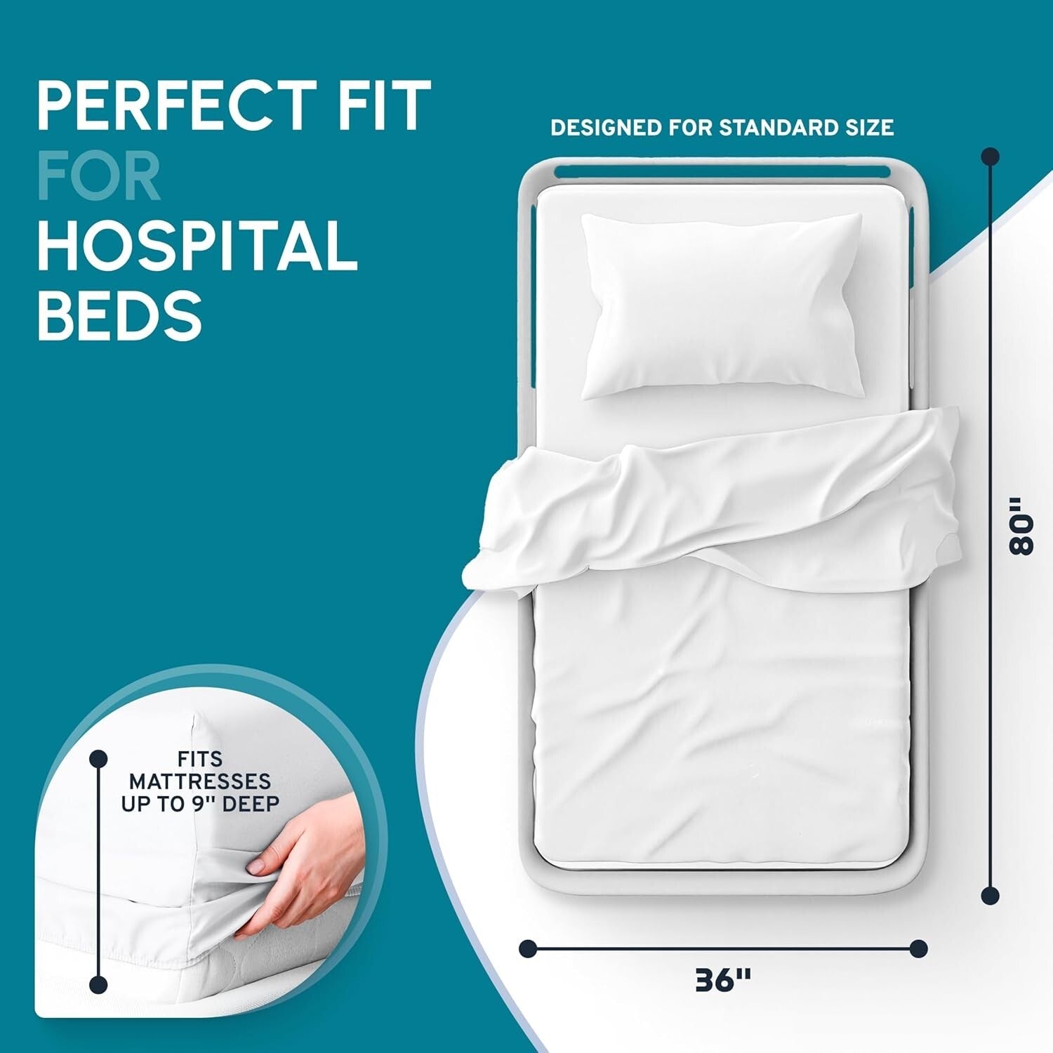 Durable Machine Washable Hospital Bed Sheets - Set of 3, 36" x 80" Size