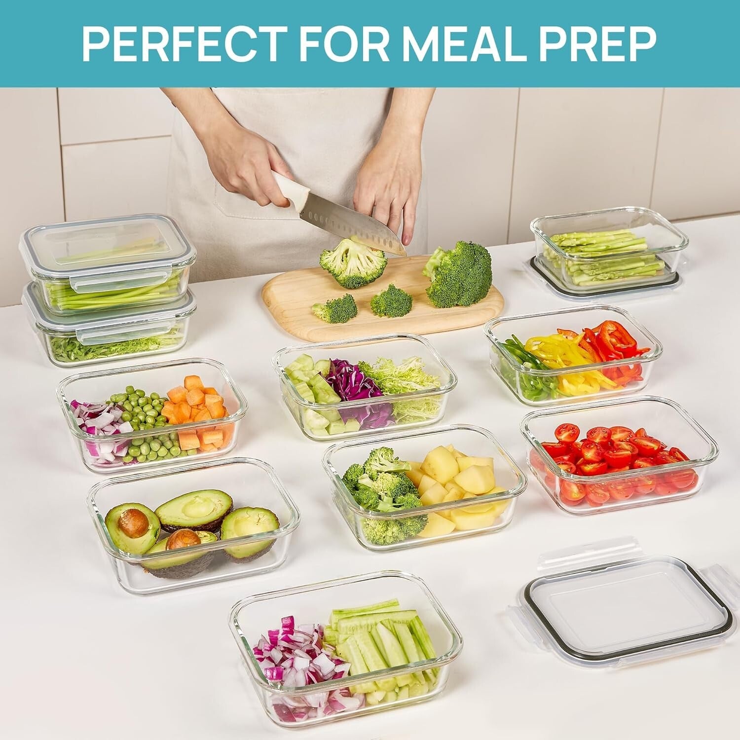 Durable 35oz Glass Storage Containers - Dishwasher & Microwave Safe Meal Prep