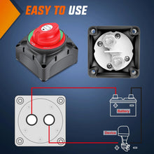 Load image into Gallery viewer, On/Off Battery Disconnect Isolator Switch - 600A for Trucks, RVs &amp; Marine Use