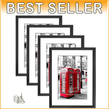 Load image into Gallery viewer, Classic Rectangular Black Frames - Set of 4, Perfect for Home Gallery Displays