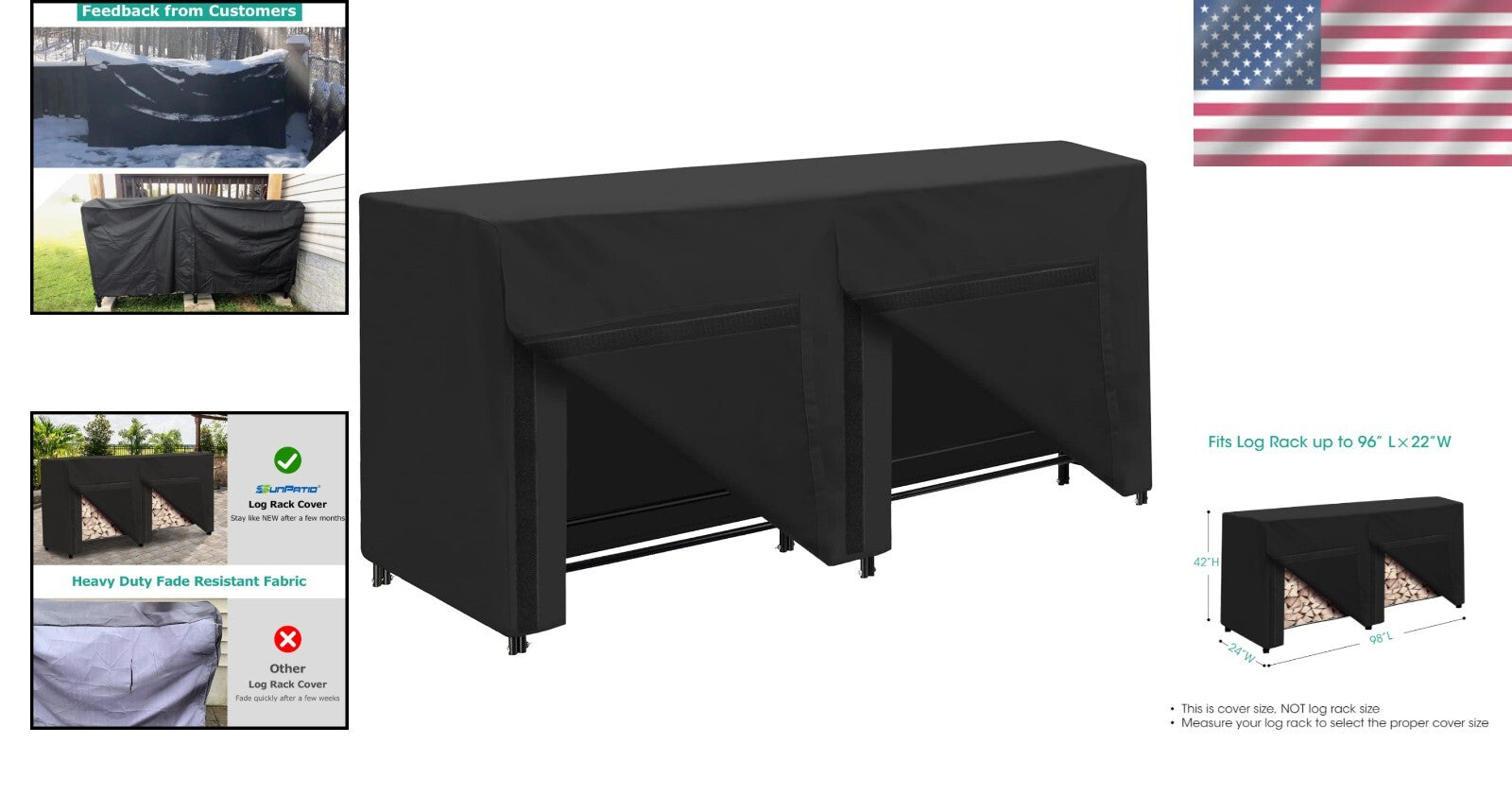 8 ft Outdoor Log Rack Cover with Fastening Straps – Protect Firewood Year-Round