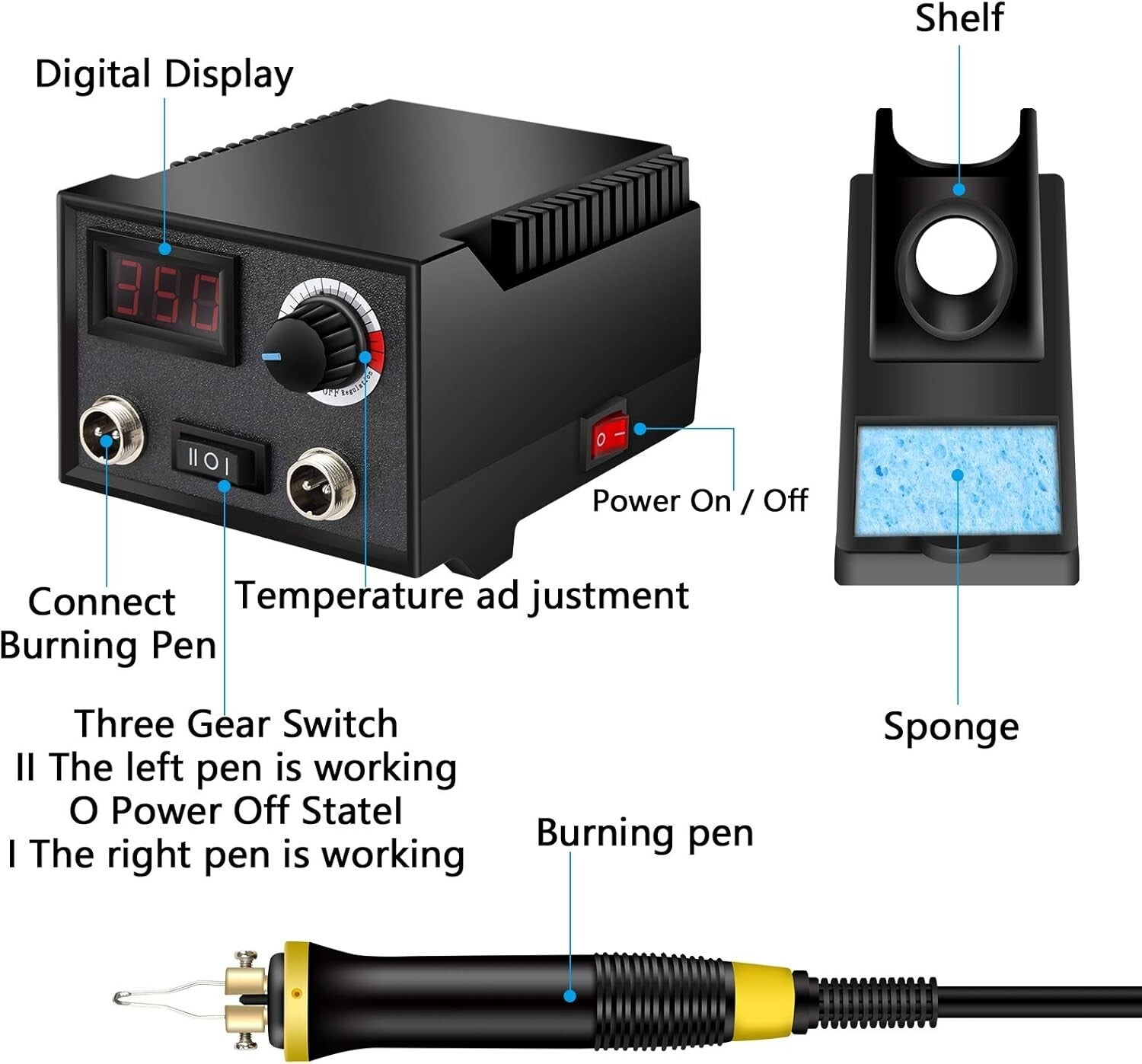 Versatile Wood Burning Tool with Ergonomic Handle & 23 Tips for Fine Detailing