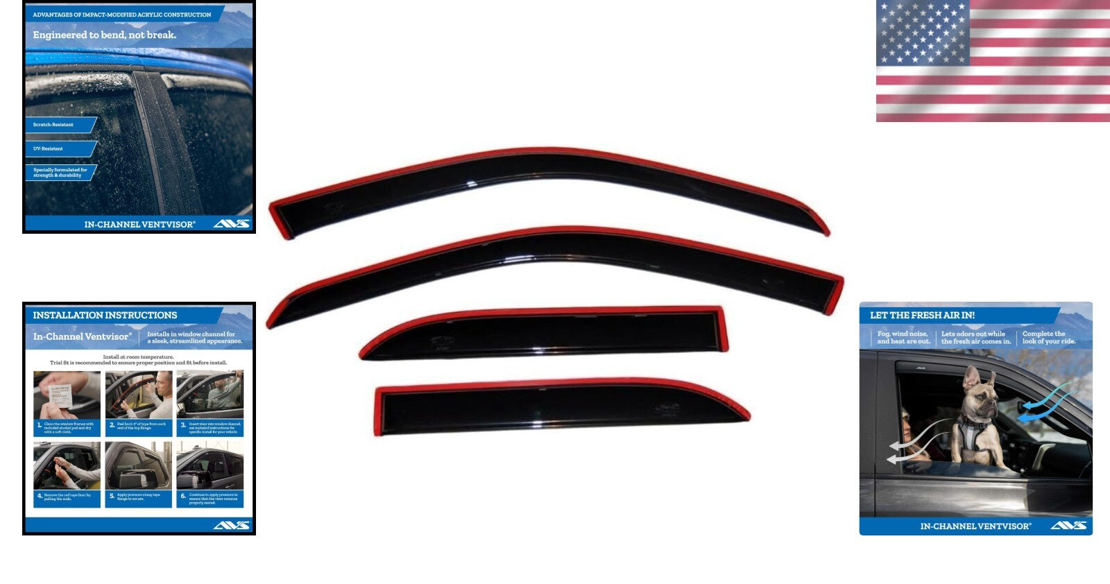 Custom Fit Window Vent Visors for Ram 1500 Crew Cab, Easy Installation - Smoke