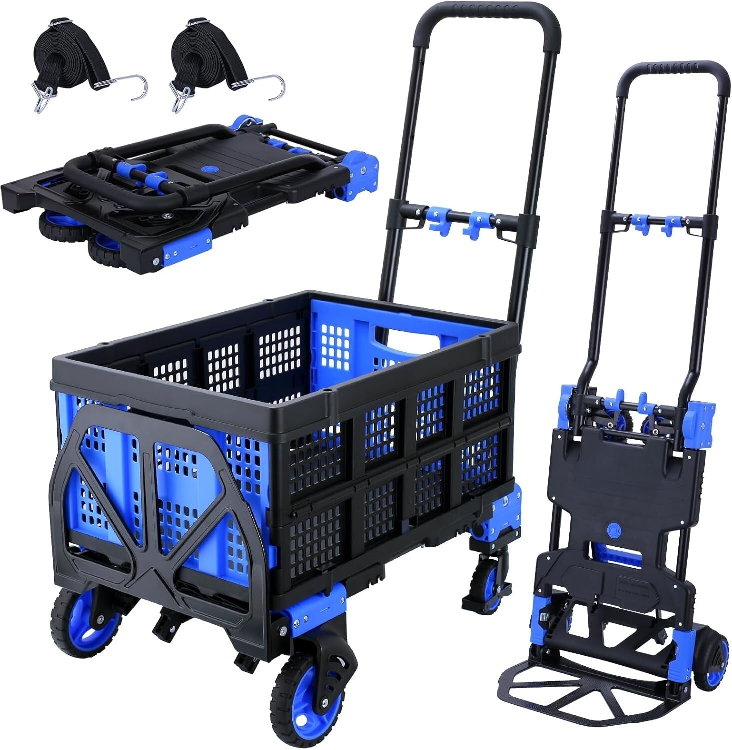 Lightweight Foldable Hand Truck Dolly with Bungee Cords & Adjustable Handle