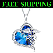 Load image into Gallery viewer, Adjustable 925 Silver Nurse Jewelry with Blue Heart - Thoughtful Gift for Nurses