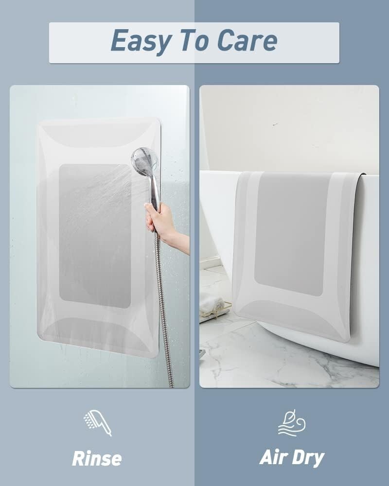Quick Dry Absorbent Grey Bath Mat with Rubber Backing – Ideal for Shower Safety