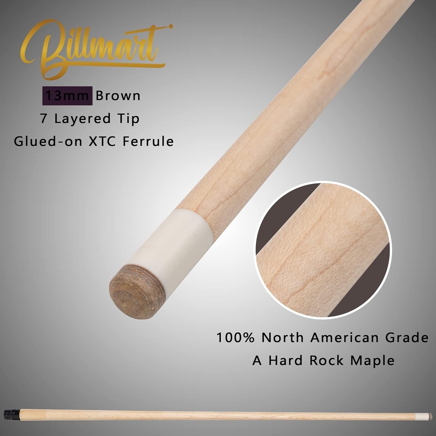 58" Billiard Cue Stick with 13mm Tip & Travel Case - Elegant Purple Finish