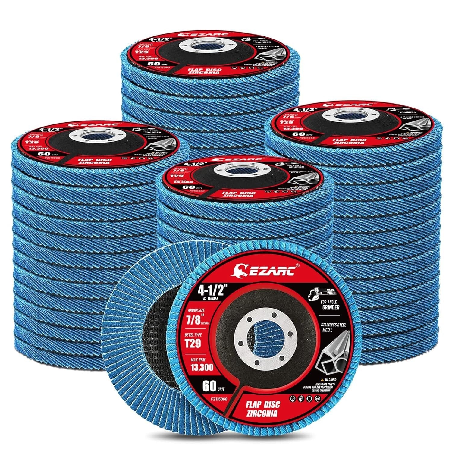 Premium 4 1/2 x 7/8-Inch Zirconia Flap Discs - Type 29 for Professional Grinders