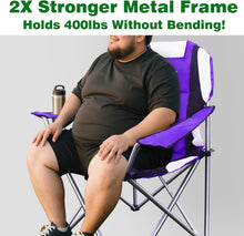 Load image into Gallery viewer, Extra Large Folding Camping Chair - 400lbs Support - Lightweight Purple Design