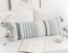 Load image into Gallery viewer, Artisan-Made 14x36 Coastal Blue Decorative Lumbar Pillow Cover for Modern Spaces