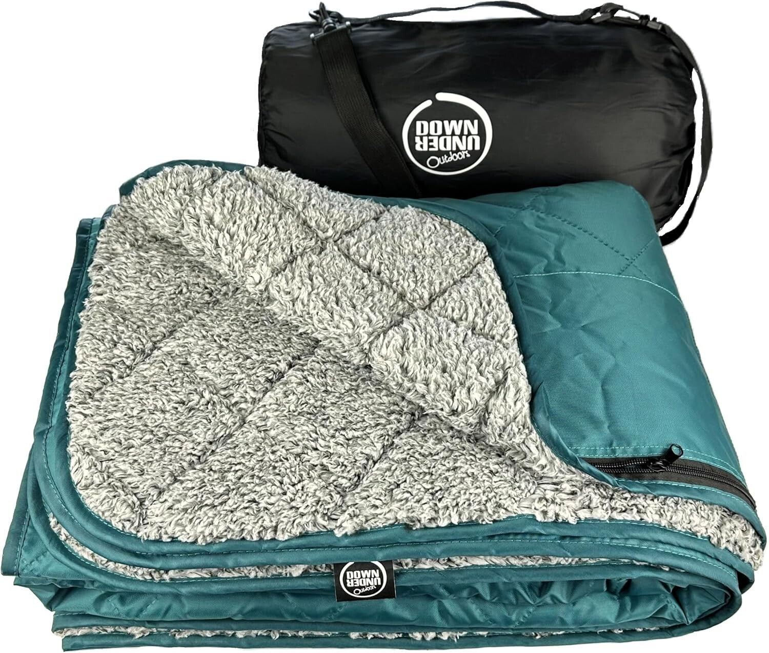 Luxury Teal Quilted Fleece Blanket - Waterproof & Essential for Outdoor Events