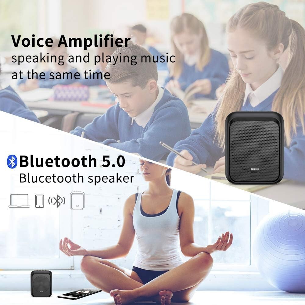 10W Mini Voice Amplifier - Portable Bluetooth Speaker with UHF Wireless Mic