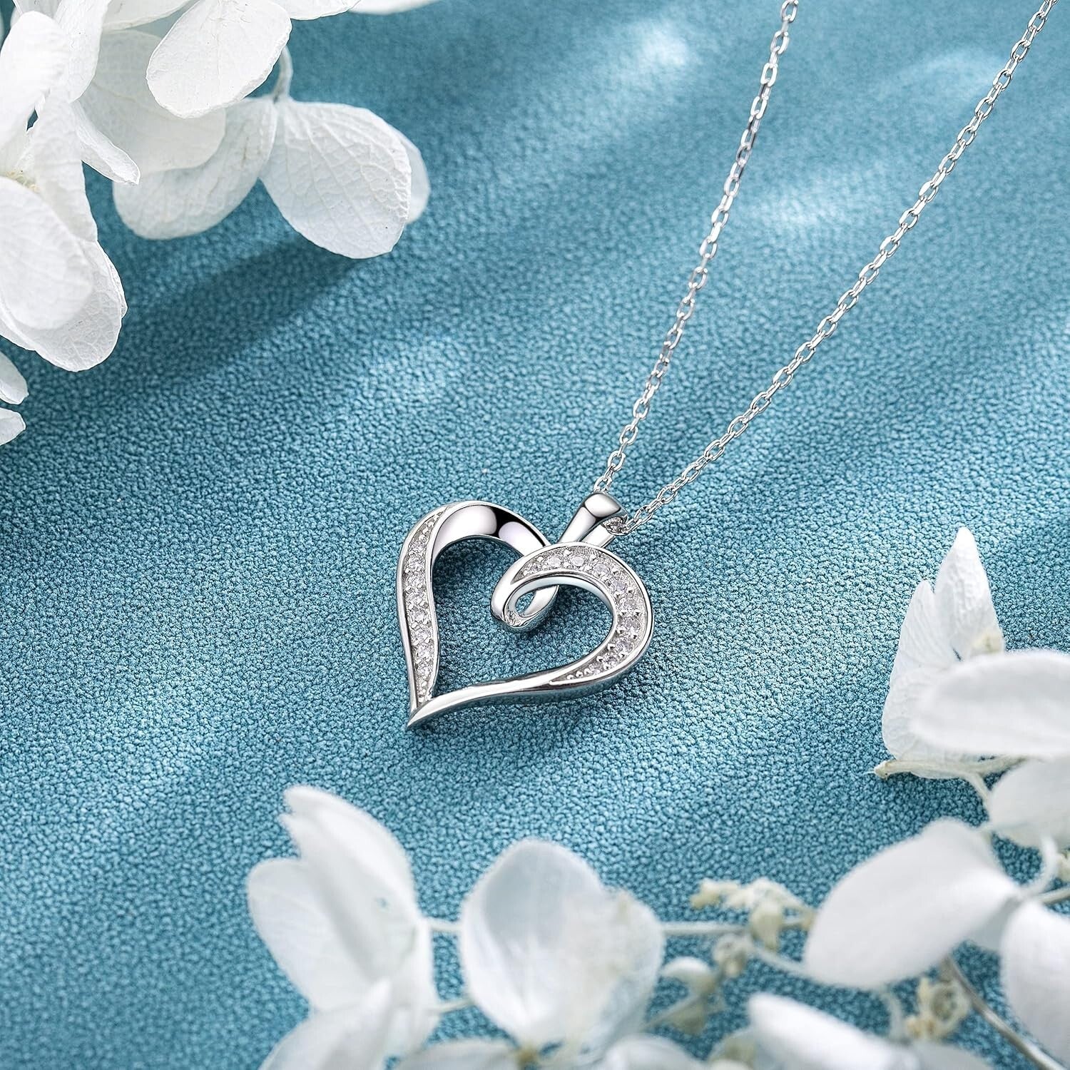 Platinum Plated Intertwined Hearts Necklace - Perfect for Romantic Occasions