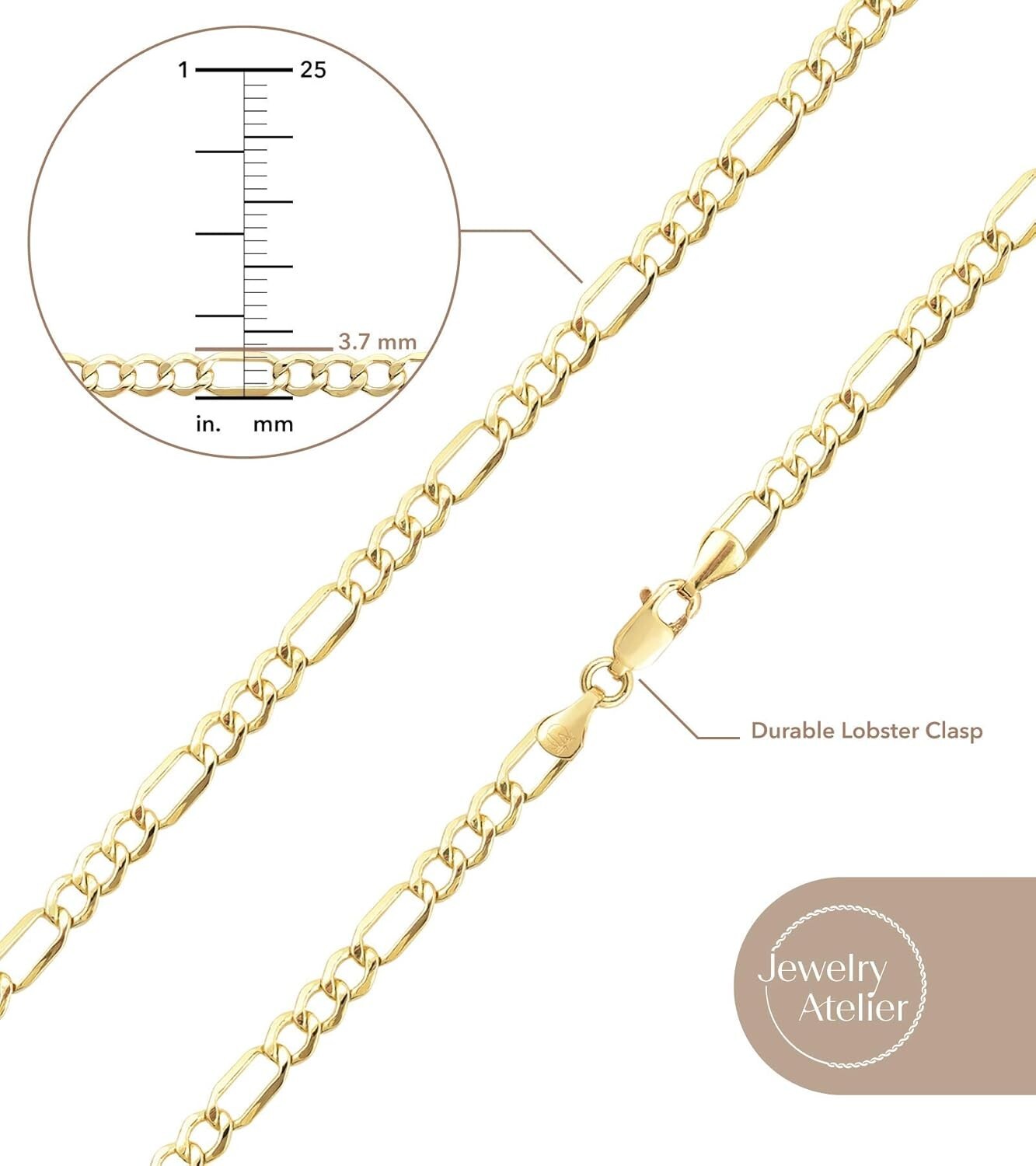 Customizable 14K Solid Yellow Gold Filled Necklaces - Multiple Widths Available