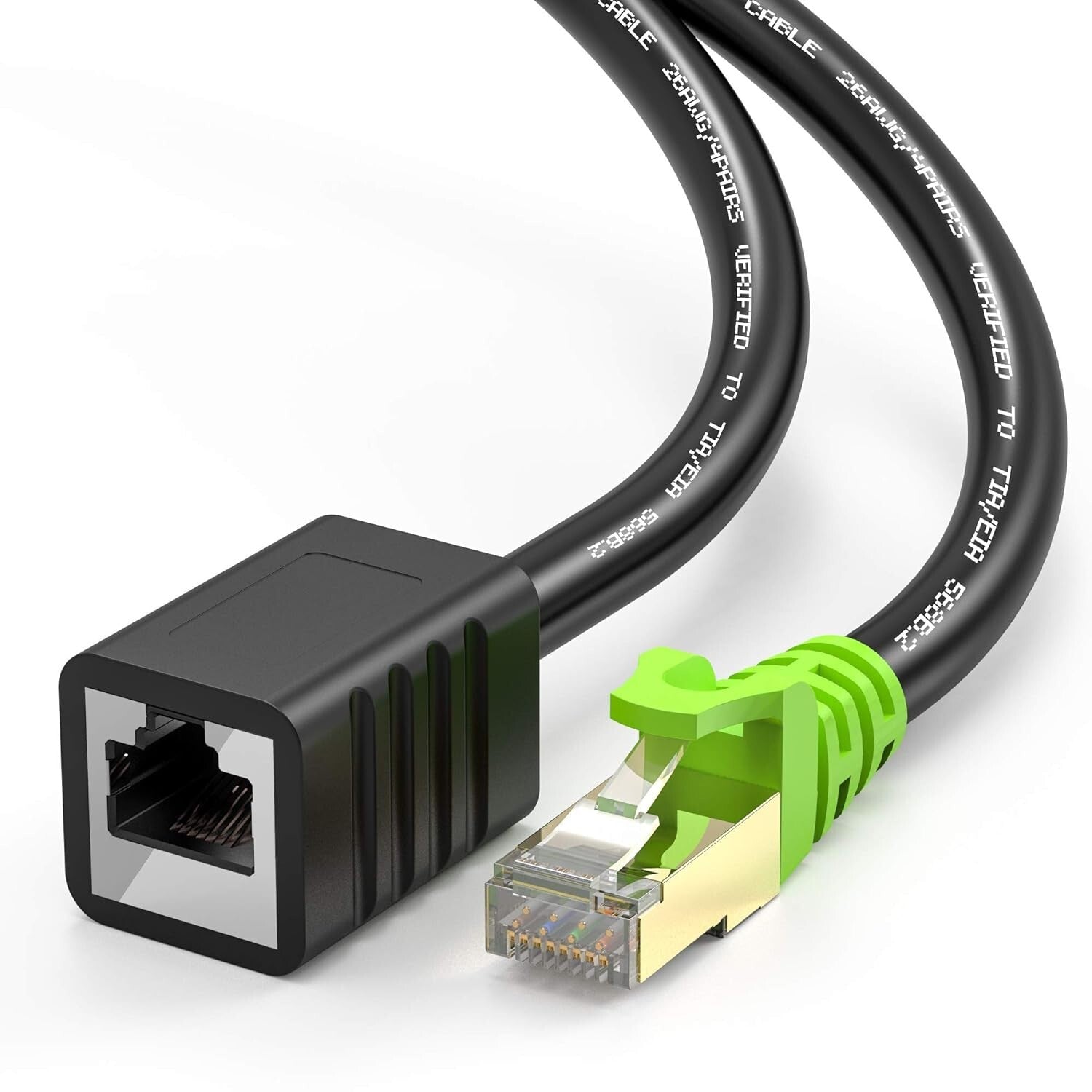 Angled 100ft Cat6a Ethernet Extension Cable with Premium Shielding - RJ45 Design