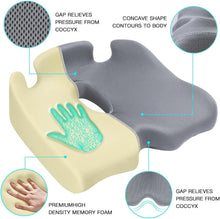 Load image into Gallery viewer, Premium Memory Foam Seat Cushion for Sciatica Relief - Portable &amp; Washable Cover