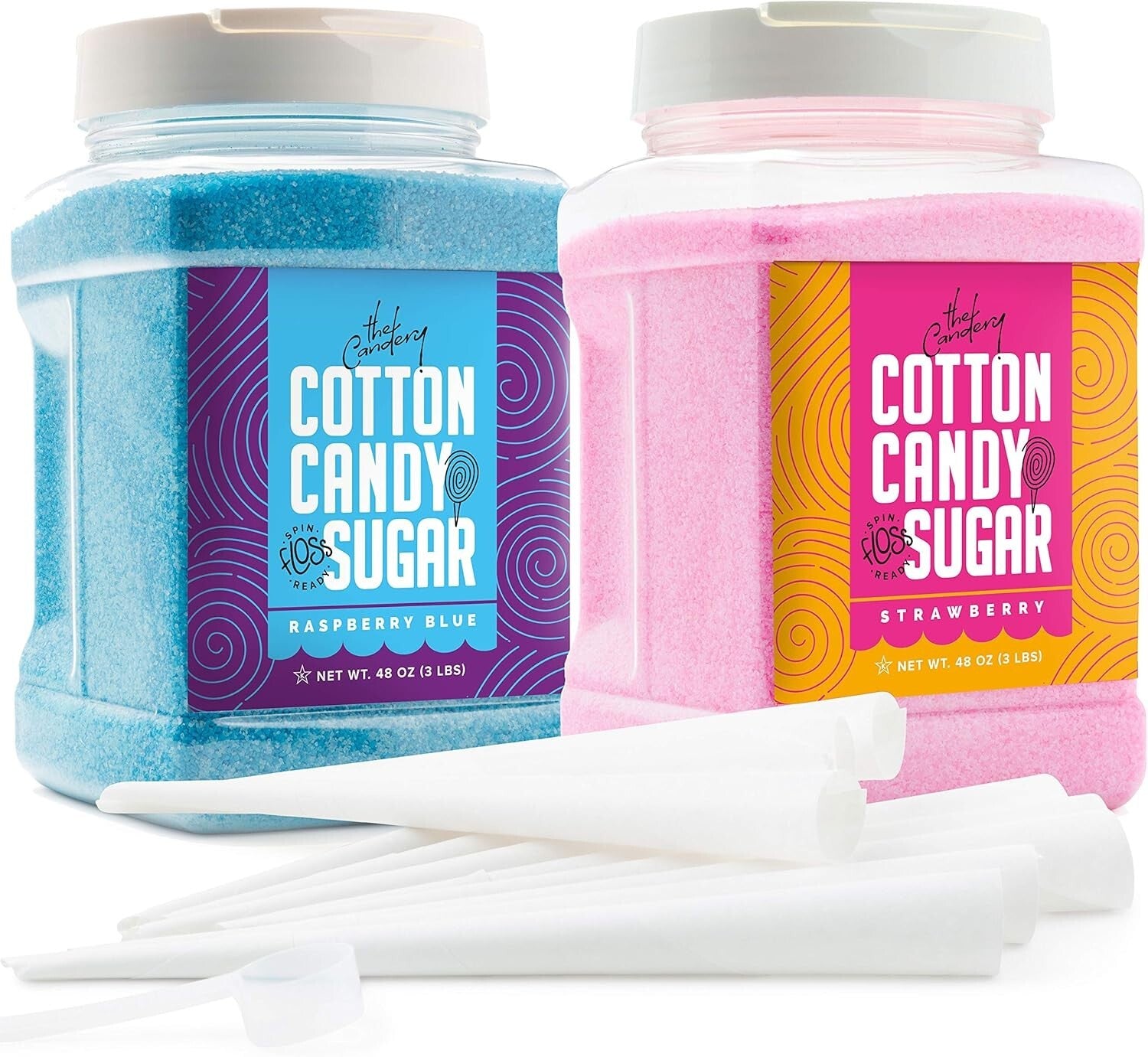 Delightful 2-Pack Cotton Candy Floss Sugar - Raspberry Blue & Strawberry