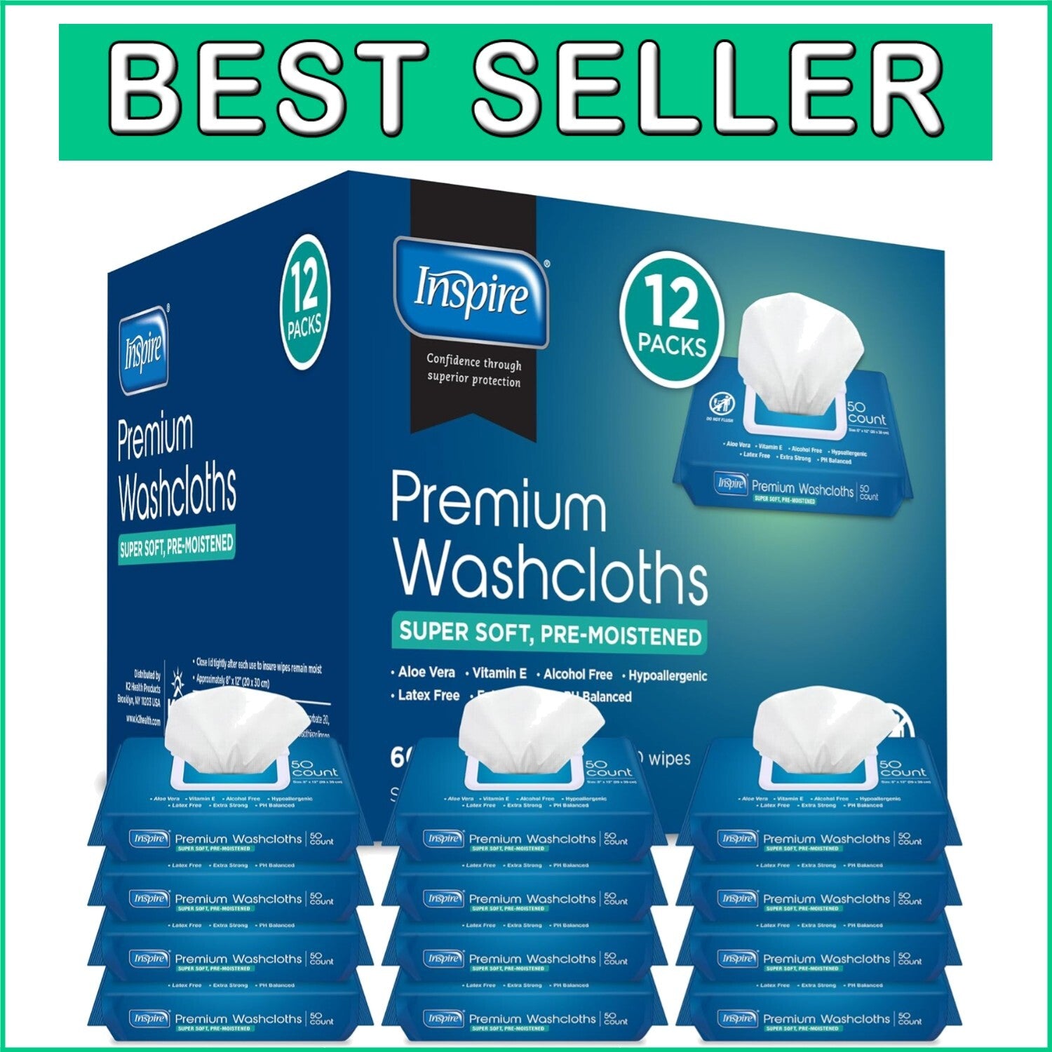 Oversized Aloe Wipes for Incontinence Care - 600 Count, Hypoallergenic Quality