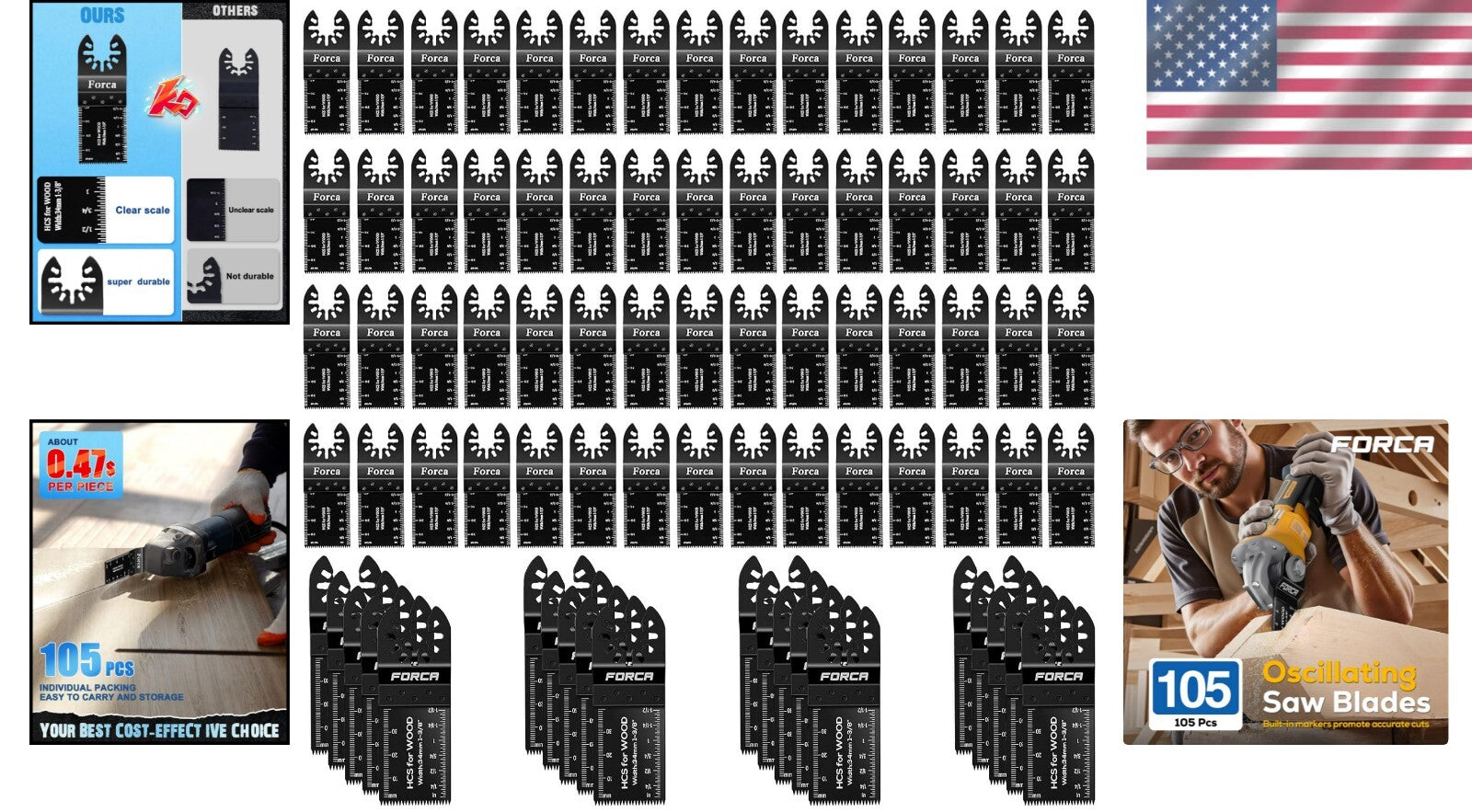 105-Piece Universal Oscillating Tool Blades Kit for Durable Cutting Performance