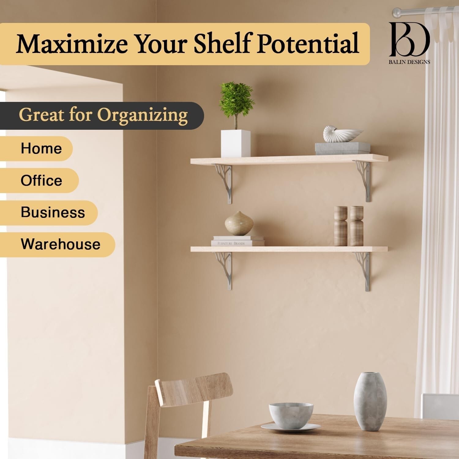 10-Inch Iron Metal Shelf Brackets - Chic Chrome Finish, Easy Mounting - Set of 4