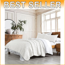 Load image into Gallery viewer, Machine Washable 100% Cotton Twin Quilt Set - Lightweight &amp; Cozy Coverlet