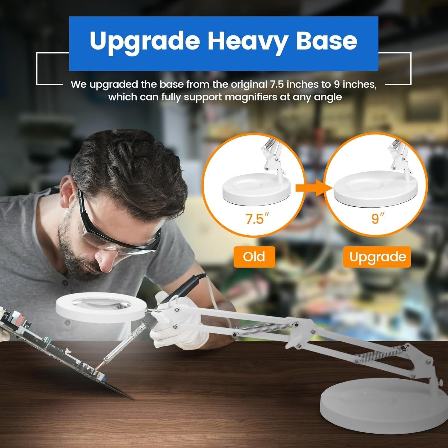 2-in-1 Dimmable LED Magnifying Lamp with Clamp - 3 Color Modes for Crafts