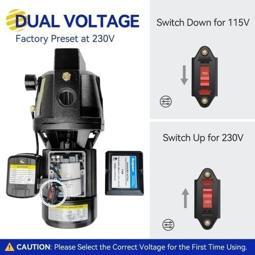 Durable 1HP Cast Iron Shallow Well Pump with 180ft Lift & Auto Pressure Switch