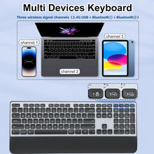 Load image into Gallery viewer, Multi-Device Rechargeable Keyboard with 3-Level Backlit for Office &amp; Home Use