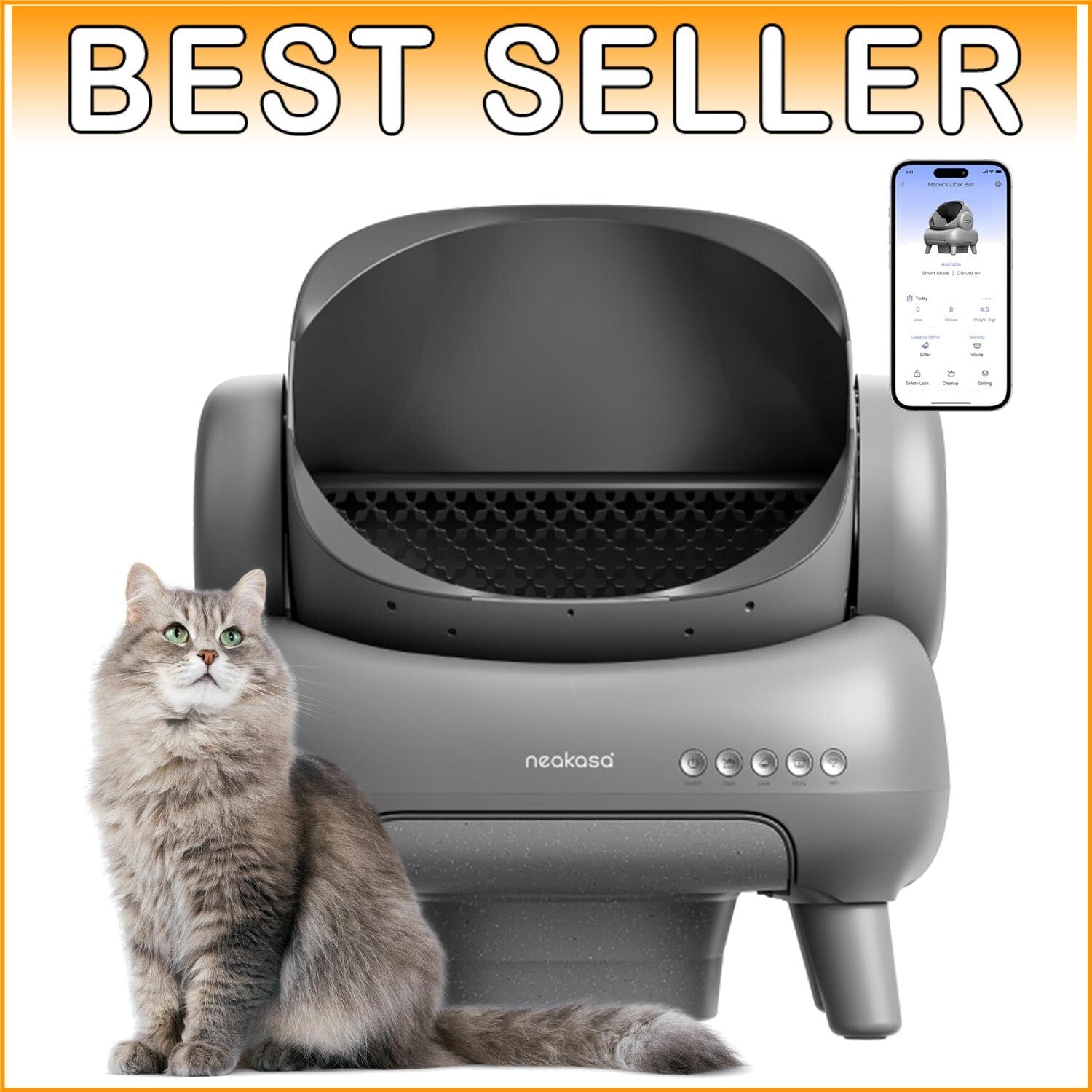 Open-Top Self-Cleaning Cat Litter Box with APP Control - Odor-Free Convenience