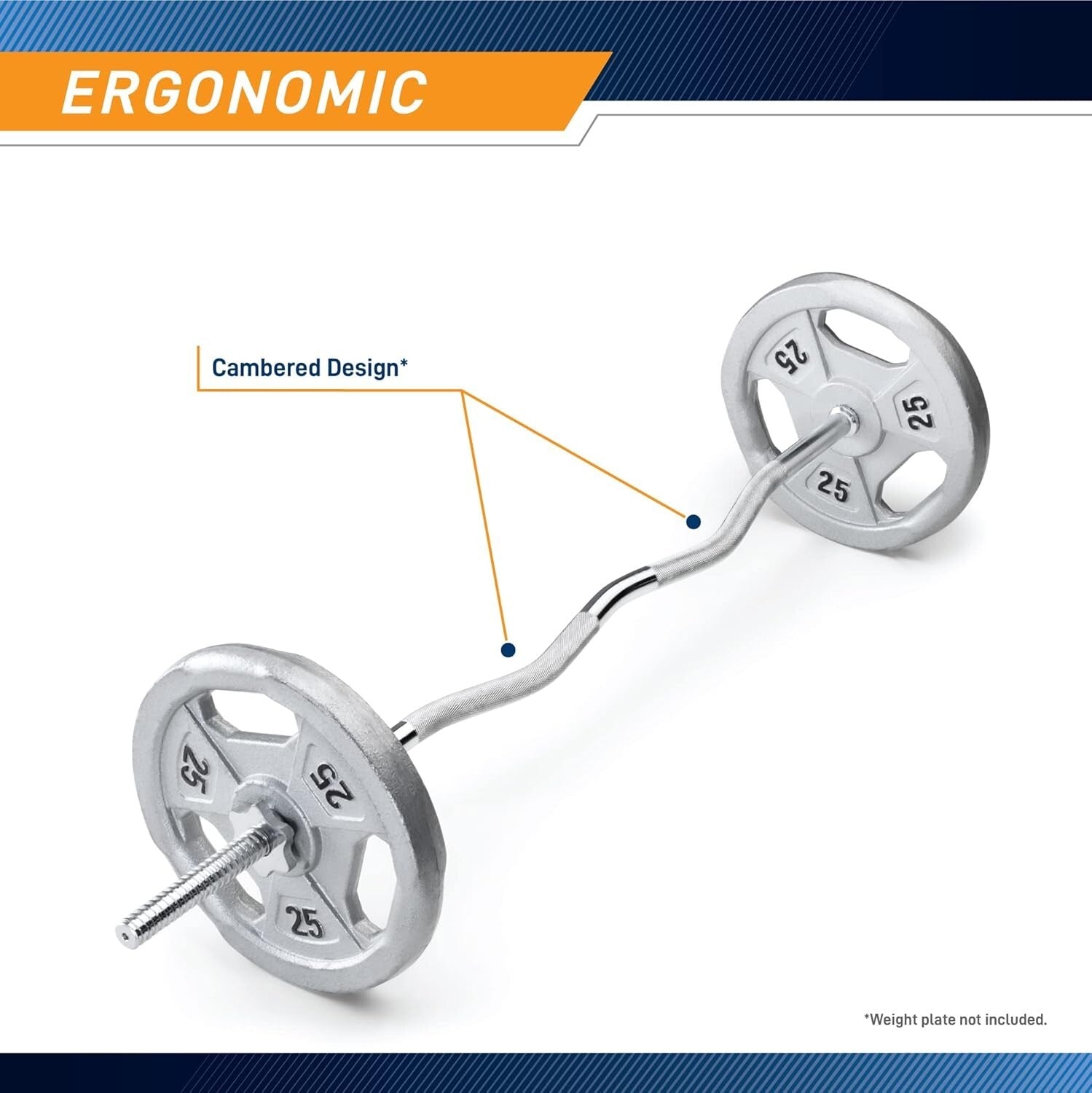 Ergonomic 48-inch Chrome Curl Bar with Spin-Lock Collars for Safe Weightlifting