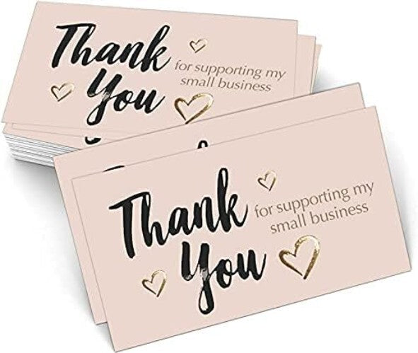 Personalized 600 Count Thank You Cards with Elegant Gold Foil for Small Business
