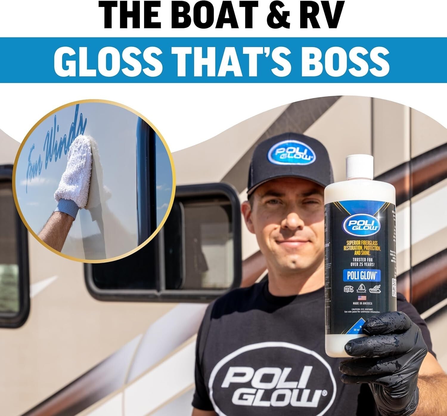 Advanced Acrylic 32 Oz Polish for Boats & RVs - Long-Lasting Shine & Protection
