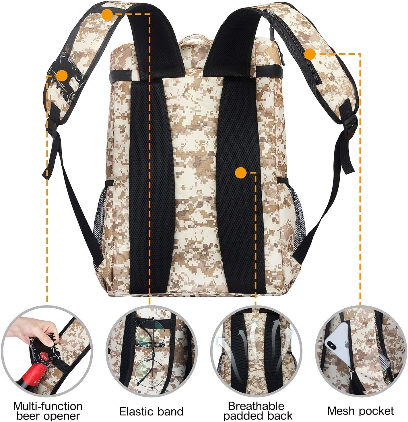 Stylish Camouflage Insulated cooler Backpack - Ideal for Hiking, Camping & Beach