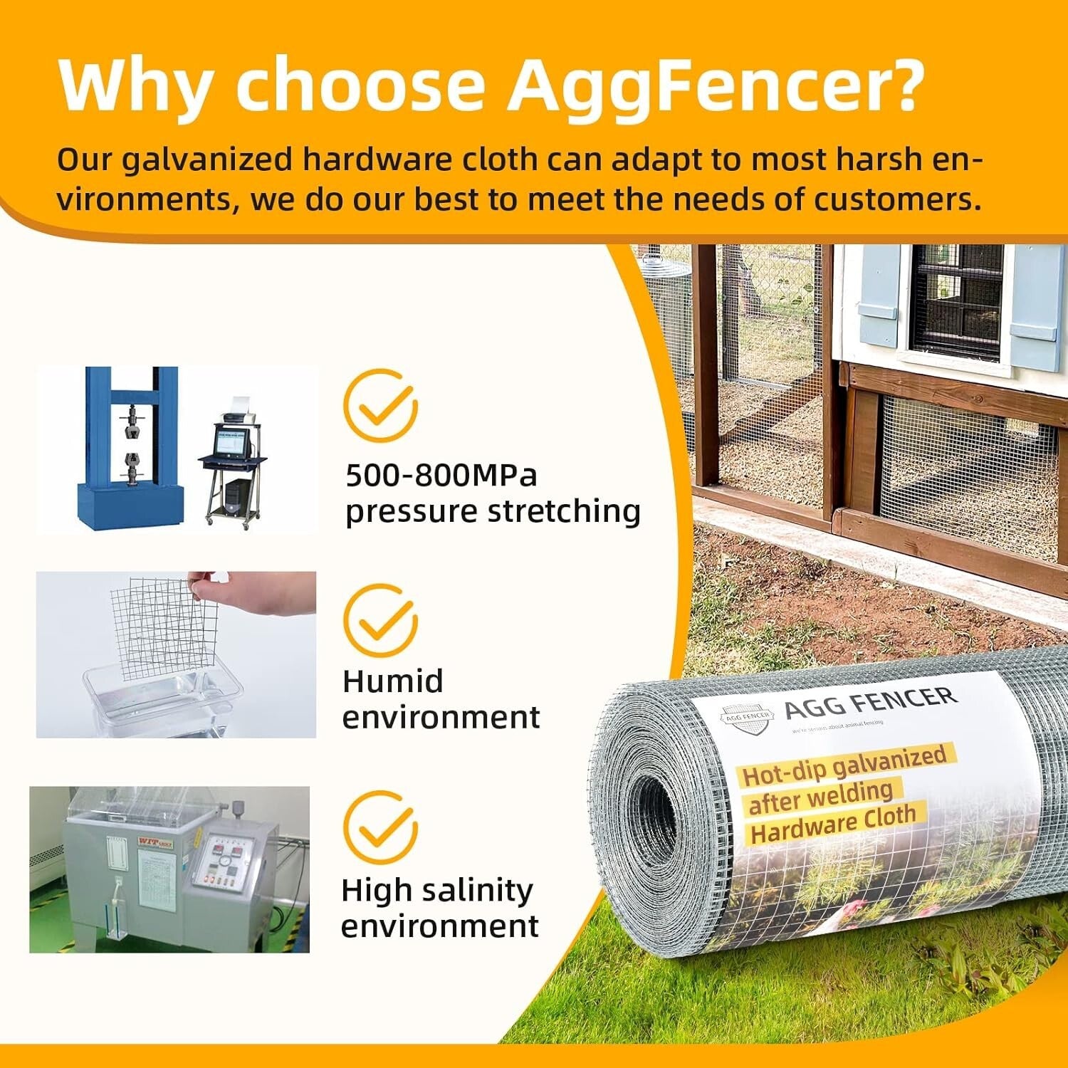 48in x 100ft Galvanized Hardware Cloth - Durable 1/2 inch Chicken Wire Fencing