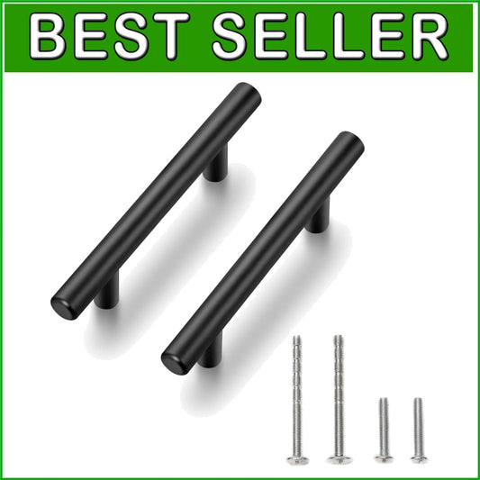 55 Pack 5-Inch Matte Black Stainless Steel Cabinet Pulls - Easy Installation