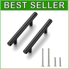 Load image into Gallery viewer, 55 Pack 5-Inch Matte Black Stainless Steel Cabinet Pulls - Easy Installation