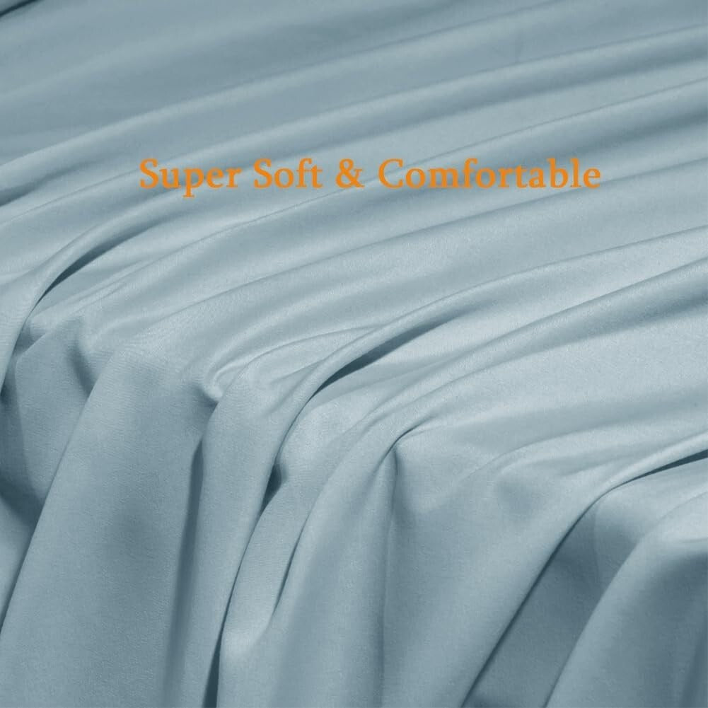 Soft & Cozy 6-Piece Spa Blue Queen Bed Sheet Set - Machine Washable, No Wrinkles