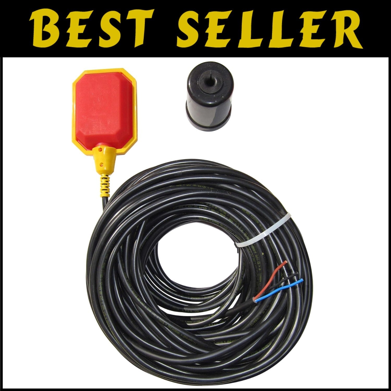 Adjustable Tether Water Level Sensor for Sump Pumps - Non-Corrosive Design