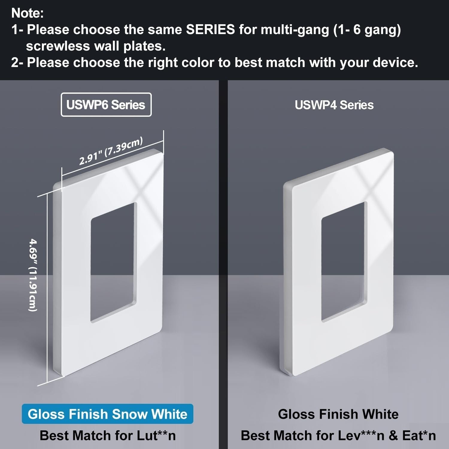 Ultra-Safe 1 Gang Screwless Wall Plates - 50 Gloss Snow White Covers, Easy Clean