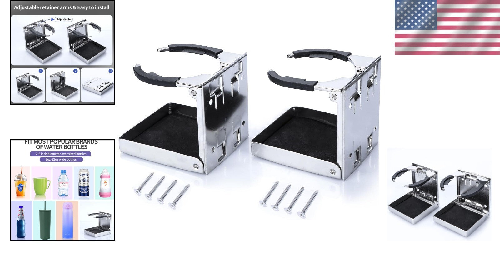 Space-Saving Folding Cup Holders in Stainless Steel – Perfect for RV and Home