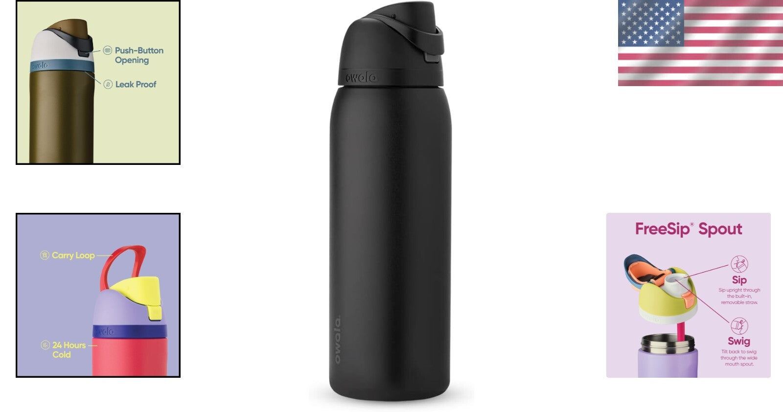 BPA-Free 40 oz Insulated Water Bottle with FreeSip Spout for On-the-Go Hydration
