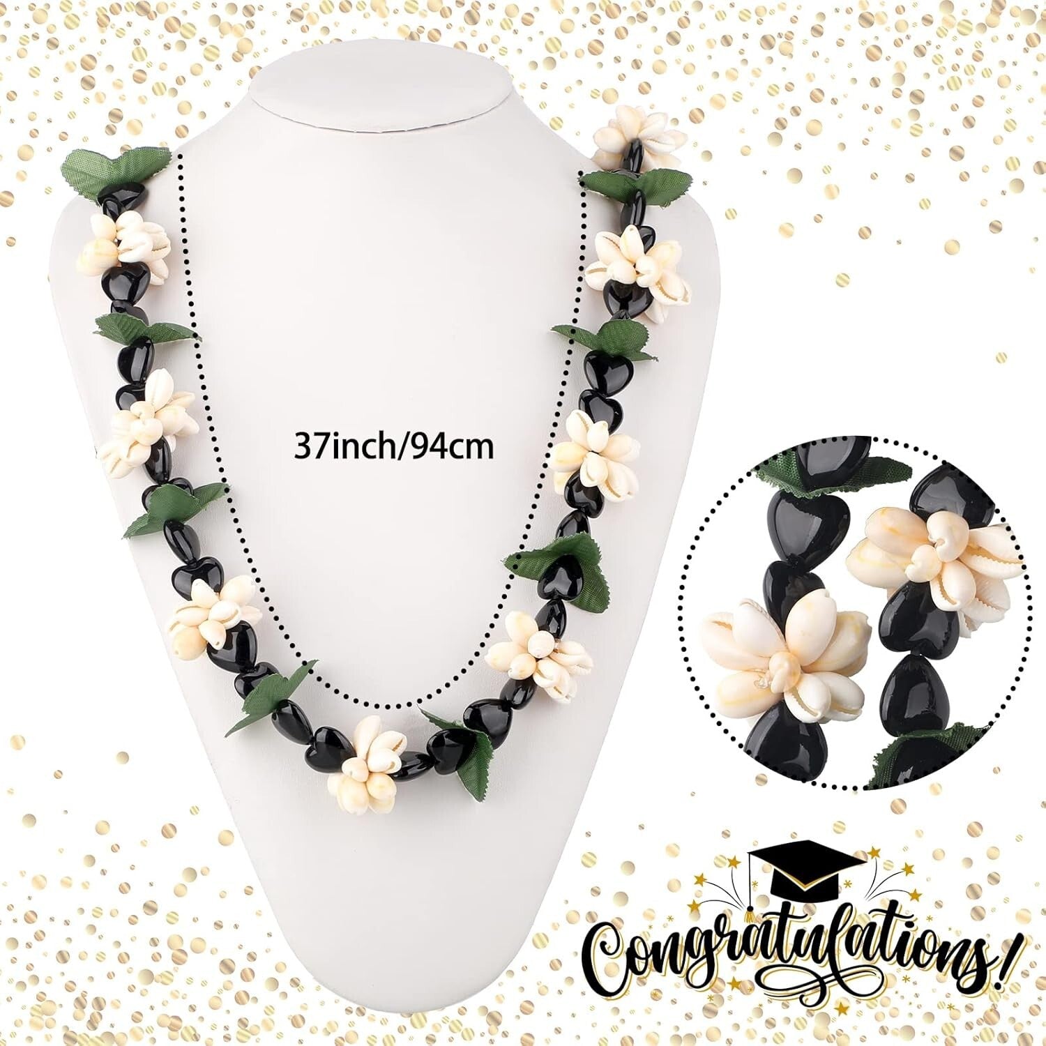 Pack of 6 Adjustable Hawaiian Kukui Nut Leis - 32'' Graduation Accessories