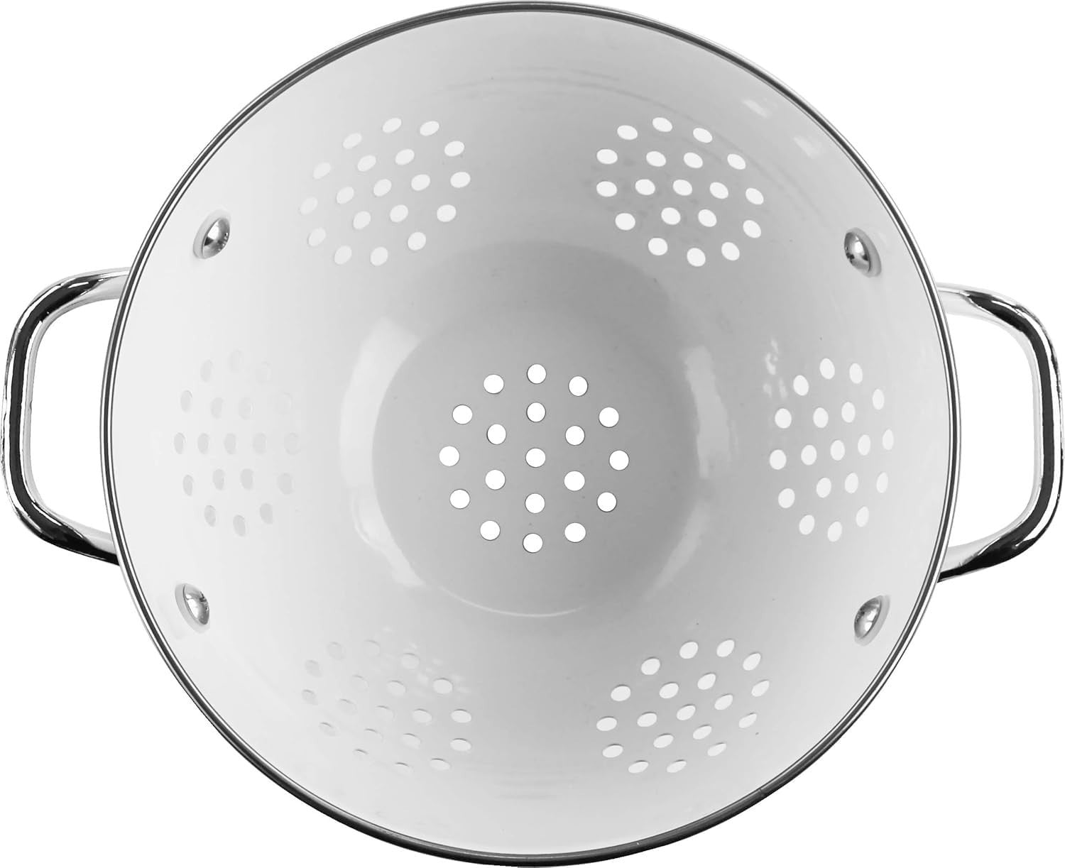 Art Deco 3 Quart Powder Coated Colander - Elegant Kitchen Essential in White