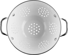 Load image into Gallery viewer, Art Deco 3 Quart Powder Coated Colander - Elegant Kitchen Essential in White