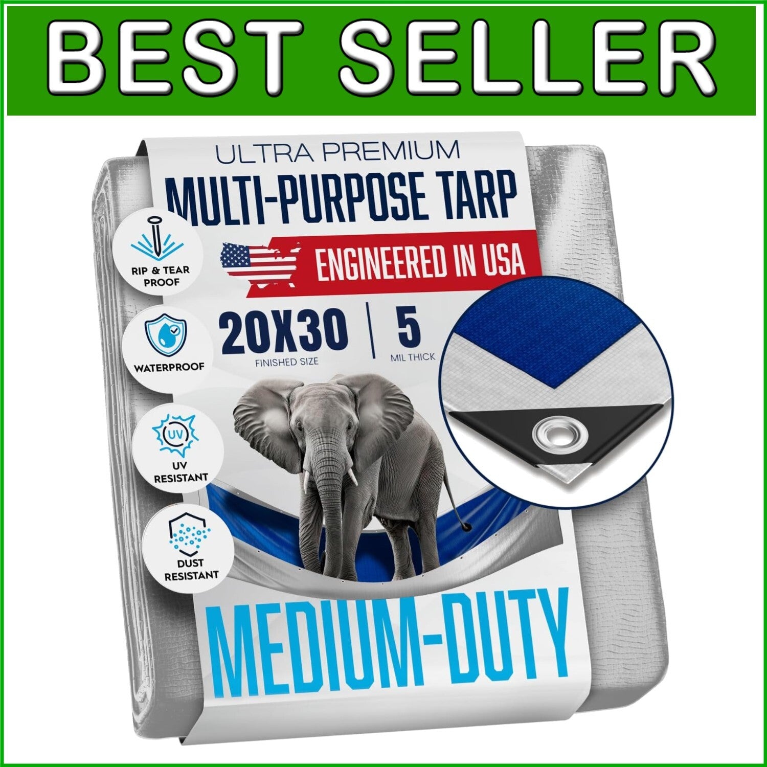 Versatile 20'x30' Waterproof Tarp - Ideal for Camping, Hiking, and Emergency Use