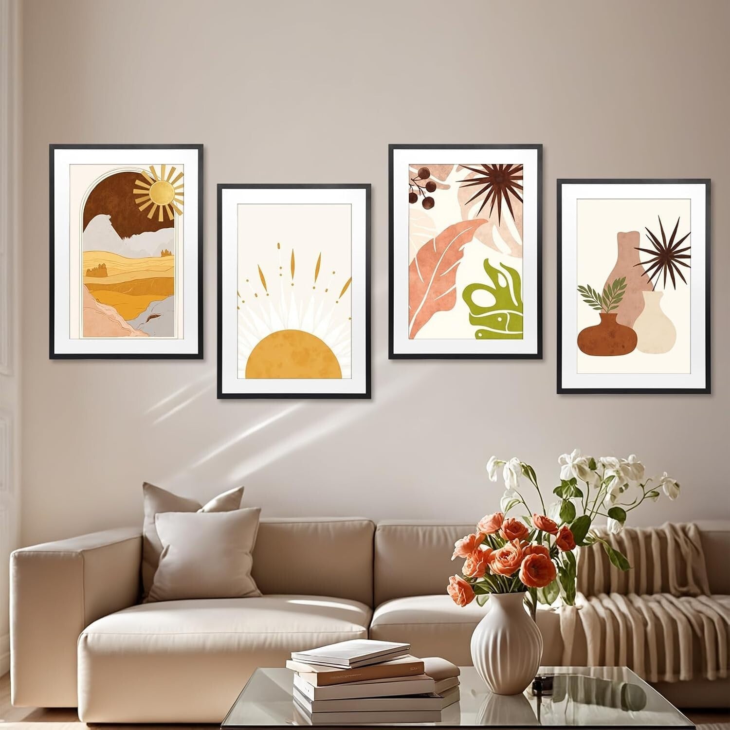 Transform Your Space - Set of 4 20x28 Picture Frames with Mats for Art Display